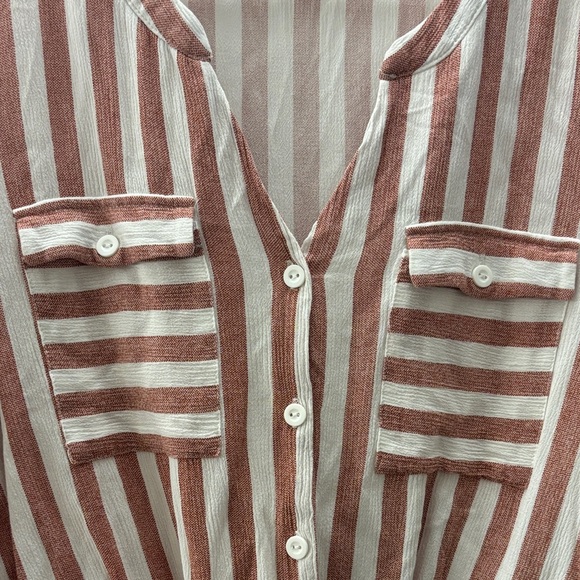 Faith and Joy Red and White Striped Blouse - Picture 2 of 3